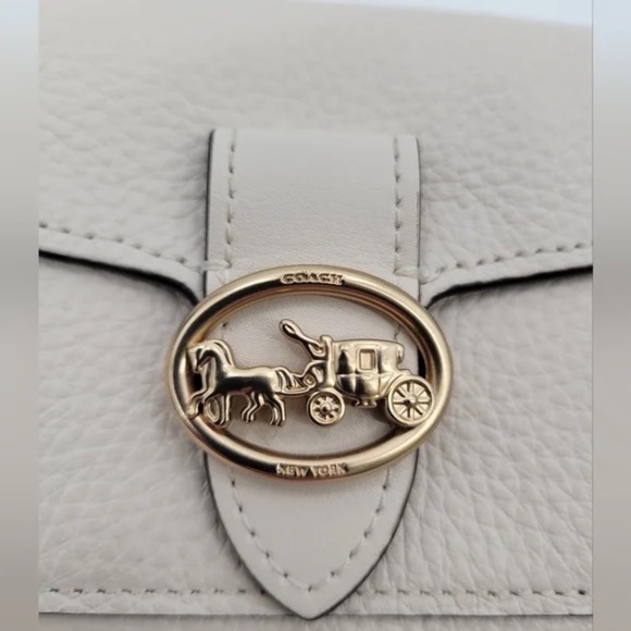 Coach Small Georgie Wallet Chalk Pebbled Leather Horse & Carriage Medallion - Picture 14 of 15